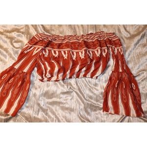 Bell bottom sleeve off the shoulder top